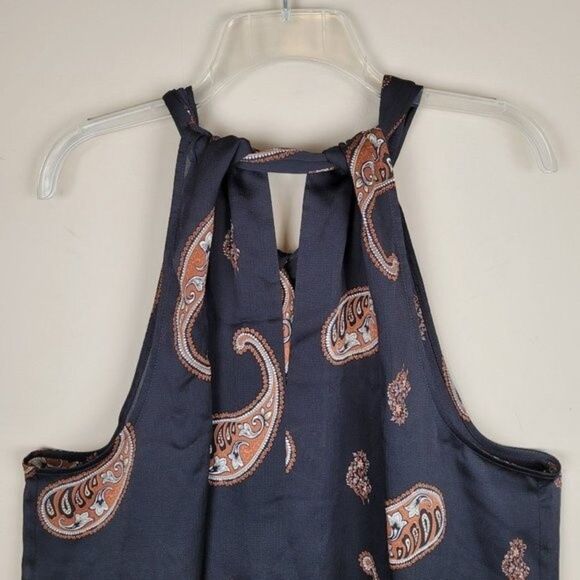 Ryegrass Black Sleeveless Blouse Paisley Print Back Scarf Tie Neck Size 2X NWT - Picture 3 of 11